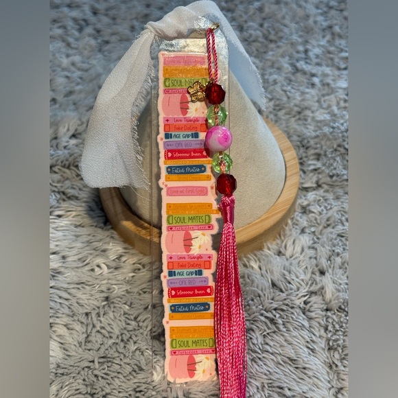 Hand Crafted Other - Acrylic bookmark “books” design, tassel and beads. NWOT